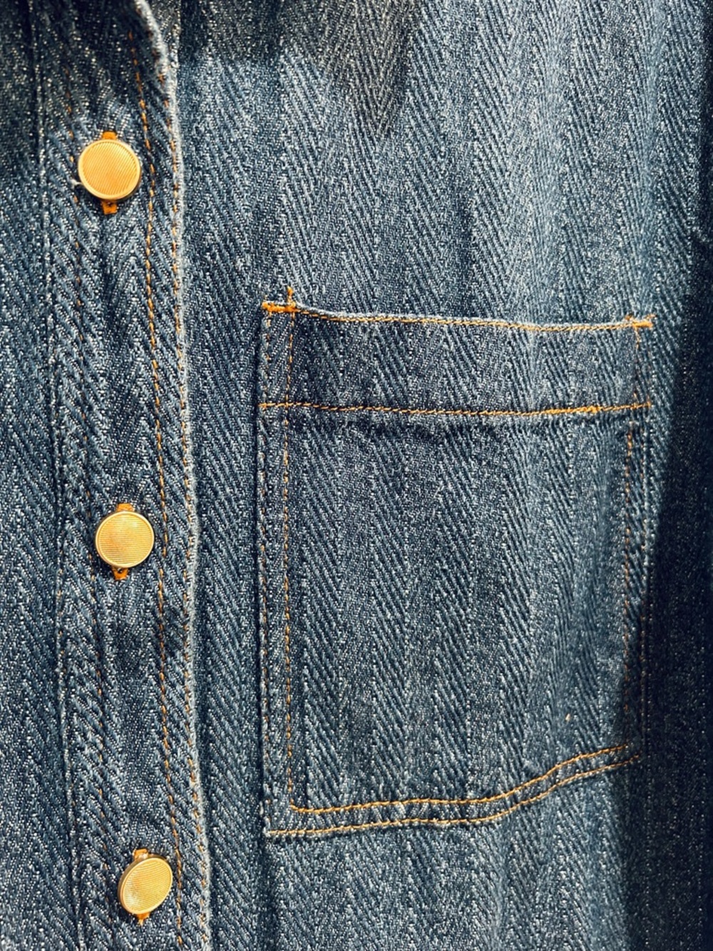 Bagatelle Denim Herringbone Shacket Jacket Blue Textured Gold Button Cotton L - Picture 5 of 12